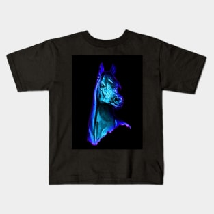 ARABIAN HORSE. Beautiful, BLUE, vibrant, Arab head study. Kids T-Shirt